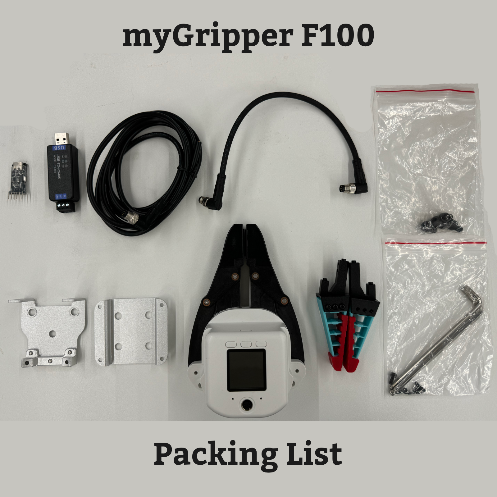 myGripper F100 for myCobot 320: Force-Controlled Gripper with Bonus Flexible Fingertips (Replaceable)