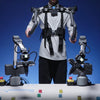Manipulate two robotic arms to identify and pick up building blocks