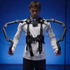 A person wearing a portable exoskeleton robot controller